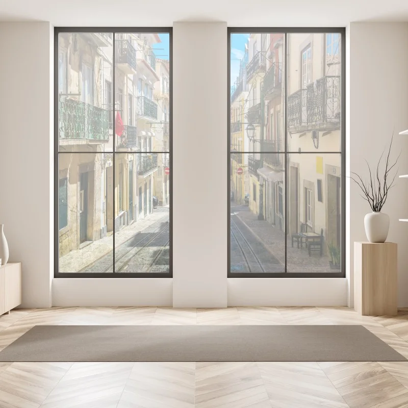 Fensteraufkleber alte straße in Lissabon an einem sommerlichen tag